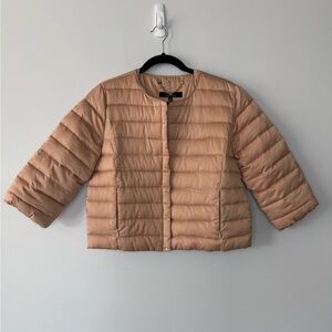Elisabetta Franchi Peach Quilted Crop Coat - Size 46 (US 10)